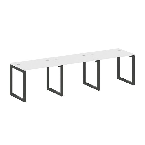 Metal System Quattro Р. ст. на 3 раб. места на О-образном м/к 50БО.СМ-3.1 Белый/Антрацит металл 3000*720*750 - Вид 1