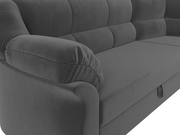 Диван угловой Карнелла правый (полностью велюр серый) - Вид 4