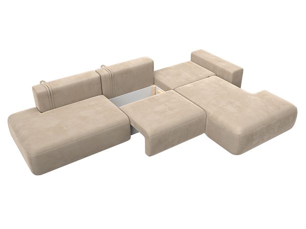 Диван угловой Лига-036 Модерн Лонг правый угол Велюр бежевый - Вид 8