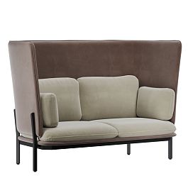 Stato Диван двухместный  с высокой спинкой STA-02 Velutto 07/Velutto 36/Металл Черный 1820*900*1200 - Фото предпросмотра