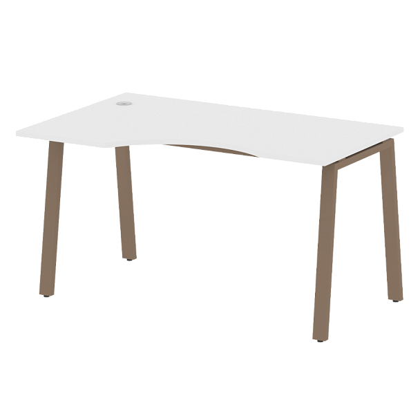 Metal System Стол криволинейный левый на А-образном м/к БА.СА-2 (L) Белый/Мокко металл 1400*900*750 - Вид 1