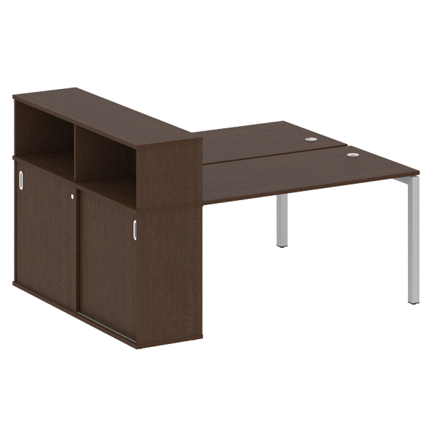 Metal System Quattro Р. ст. с шкафом-купе на П-образном м/к 50БП.РС-СШК-2.3 Т Венге/Серый металл 1810*1475*1098 - Вид 1