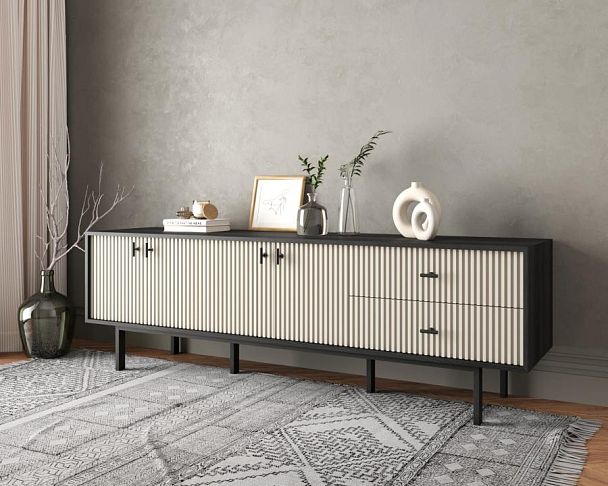 Комод с четырьмя дверками и двумя ящиками Emerson арт EM04/milky/L - Вид 3