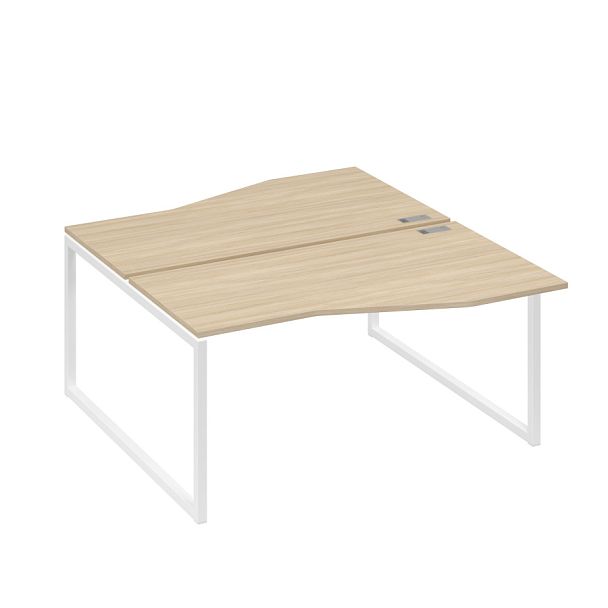Станция каркас QUATTRO столы 2х160 Техно эргономичные A4 А4 Б4 191 БП дуб скандинавский / металлокаркас белый - Вид 1