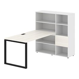 Стол-стеллаж EQRST 1215 Ясень Траун/Черный/Белый 1990х1250х1355 EDIS - Фото предпросмотра