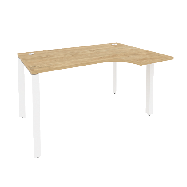 Onix Стол эргономичный правый на П-образном м/к O.MP-SA-2 (R) Тиквуд светлый/Белый металл 1380*980*750 (720/460) - Вид 1