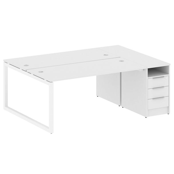 Metal System Quattro Р. ст. с тумбой на О-образном м/к 50БО.РС-СТП-2.4 Белый/Белый металл 2012*1475*750 - Вид 1