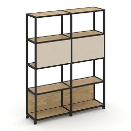 Shelf Mobile Стеллаж 5 уровней 2 секции VR.LT-STK-513.06 Тиквуд Светлый/Металл Черный/W-04 1170*400*2000 - Фото предпросмотра