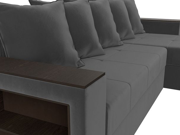 Диван угловой Дубай Лайт угол правый (полностью велюр серый) - Вид 4