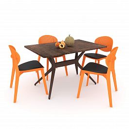 Обеденная группа Sheffilton SHT-DS125 палисандр/коричневый/оранжевый/черный - Фото предпросмотра