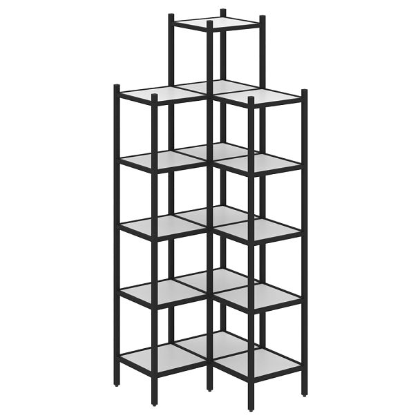 Loft Угловой внутренний стеллаж наборный VR.L-46 Белый бриллиант/Чёрный металл 862*862*2280 - Вид 1