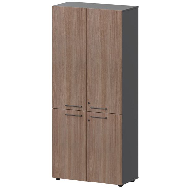 Шкаф высокий закрытый СМШ58.28F.38V(Ч) Темный шимо/Графит 792x380x1990 Кортез - Вид 1