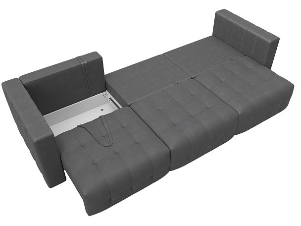 Диван прямой Лига-052 НПБ Лонг Замша серый - Вид 9