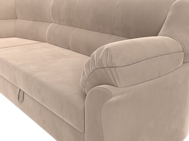 Диван угловой Карнелла левый (полностью велюр бежевый) - Вид 4