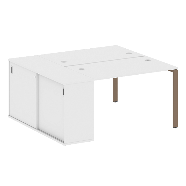 Metal System Р. ст. с шкафом-купе на П-образном м/к БП.РС-СШК-1.2 Т Белый/Мокко металл 1610*1475*750 - Вид 1