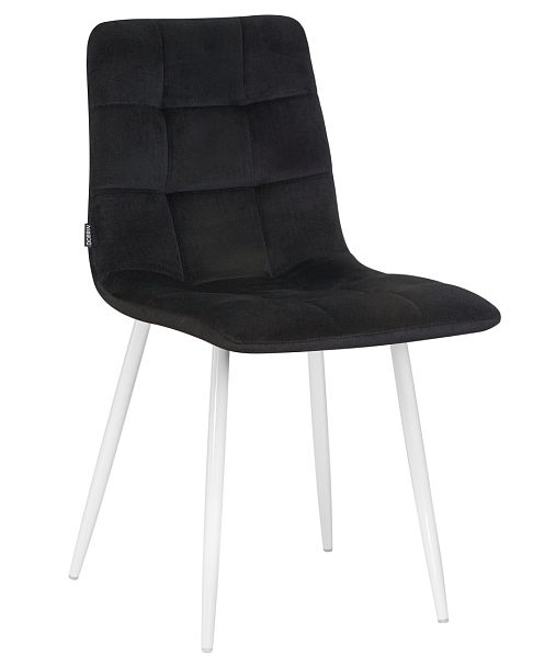 Стул обеденный DOBRIN ALEX (белые ножки, черный велюр (V108-77), ) - Вид 1