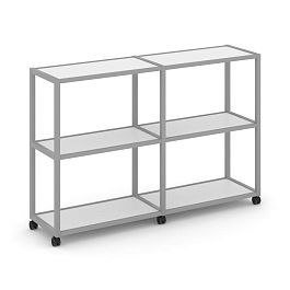 Shelf Mobile Стеллаж 3 уровня 2 секции VR.LT-STK-311.06 Белый Бриллиант/Металл Серый 1170*400*1046 - Фото предпросмотра