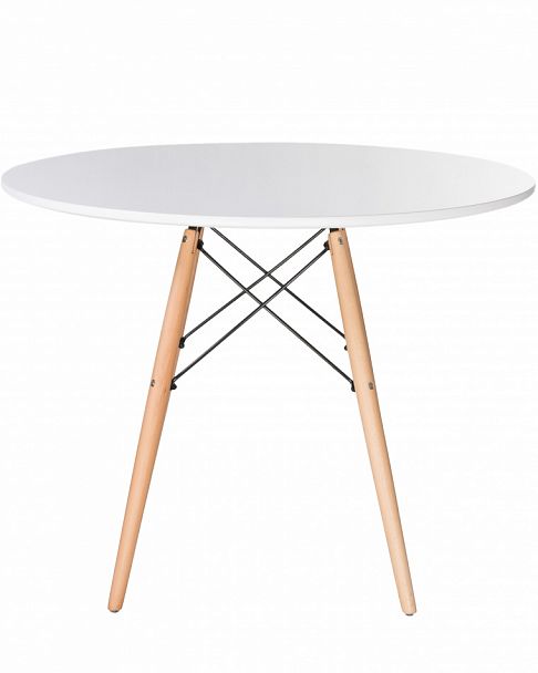 Стол обеденный DOBRIN CHELSEA`90 (ножки светлый бук, цвет белый) - Вид 2