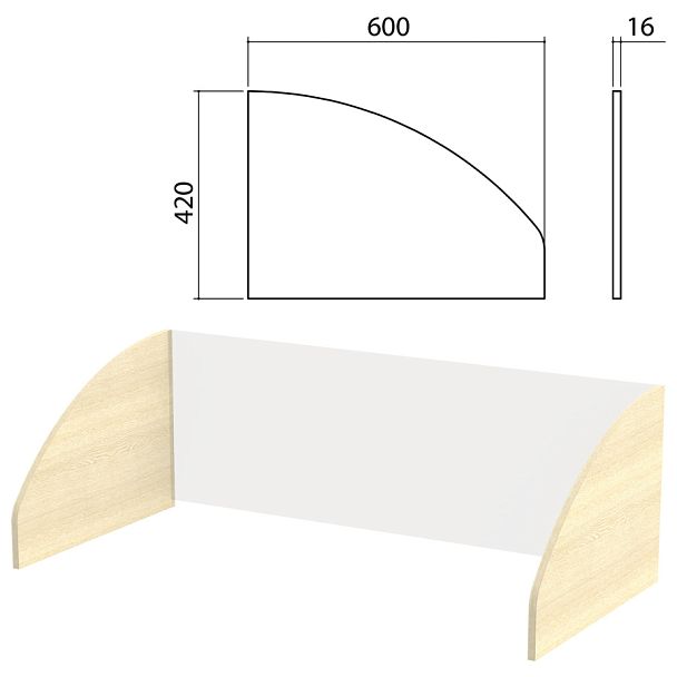 Панель боковая к экрану "Канц" 600х16х420 мм, КОМПЛЕКТ 2 шт., цвет дуб молочный, ЭК14.15 - Вид 1