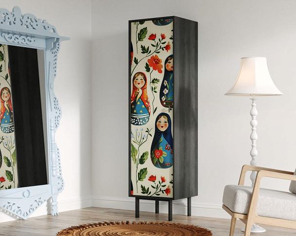 Шкаф c одной дверкой Emerson Матрешки арт EM101/Art04 - Вид 3