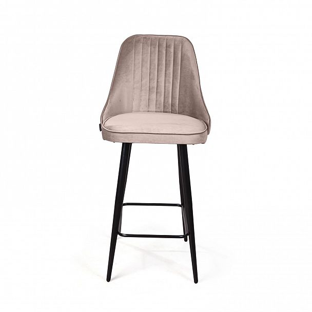 Стул полубарный Berg, бархат пепельно-бежевый 25/ чёрный конус - Вид 3