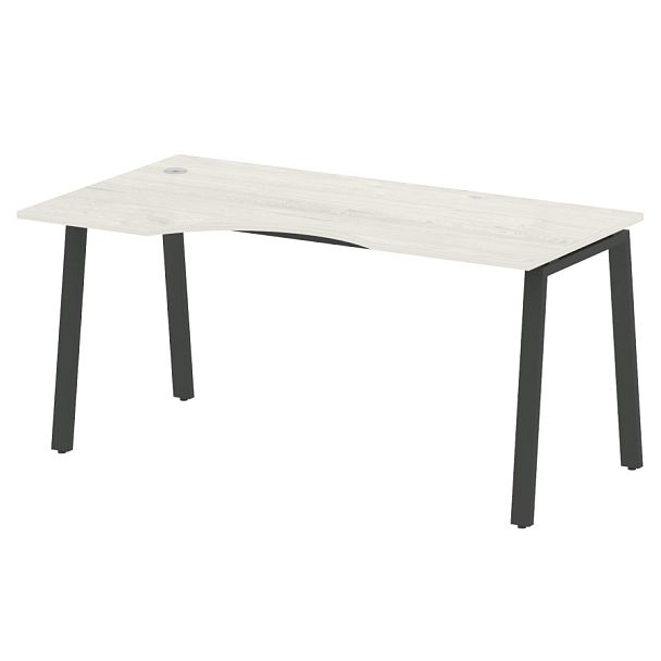 Metal System Стол криволинейный левый на А-образном м/к БА.СА-1 (L) Дуб наварра/Антрацит металл 1600*900*750 - Вид 1