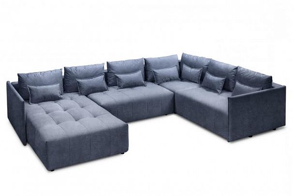 Мягкий угол «Чилетти» П-образный синий - Вид 1