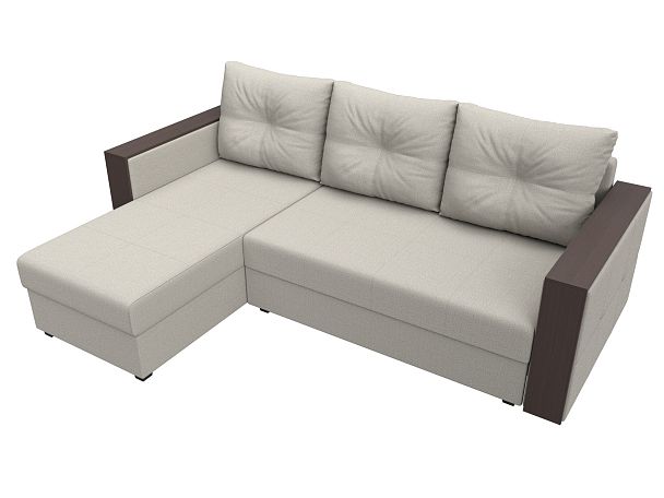 Диван угловой Валенсия Лайт левый угол Рогожка бежевый - Вид 5