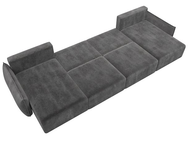 Диван П-образный Лига-051 НПБ Лонг Велюр серый - Вид 9