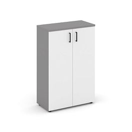 Стайл Проджект Шкаф средний широкий (2 средних фасада ЛДСП) SN.STS-204 Серый Пепел/Белый/Черный Ручк - Фото предпросмотра