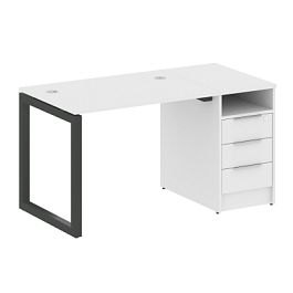 Metal System Quattro Р. ст. с тумбой на О-образном м/к 50БО.РС-СТП-1.1 Белый/Антрацит металл 1412*720*750 - Фото предпросмотра