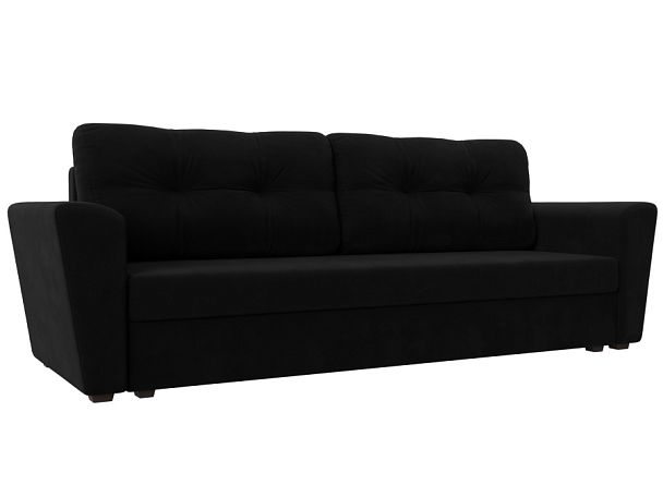 Диван прямой Амстердам Лайт (полностью микровельвет черный) - Вид 1