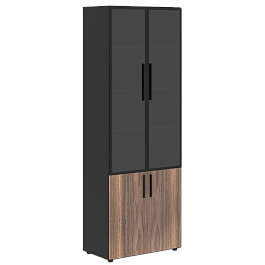 Шкаф высокий широкий VRHCS 80.2 Американский орех/Яшма черный 800х430х2253 VELION VENEER - Фото предпросмотра