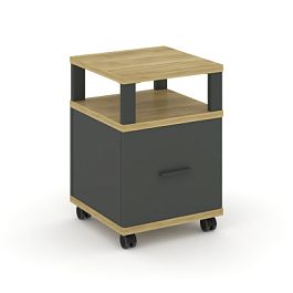 Concept Тумба мобильная 1 распаш. фасад с надставкой CN.TUM-008 A Дуб Винченцо/Антрацит/Металл Антрацит 420*420*615 - Фото предпросмотра