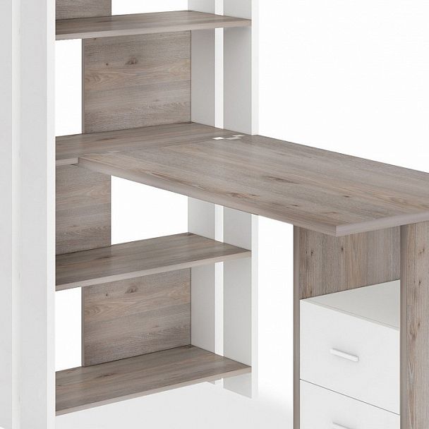 Стол компьютерный Домино Лайт СТЛ-ОВ+С120Прям+ТЯЛ Белый/Нельсон - Вид 3