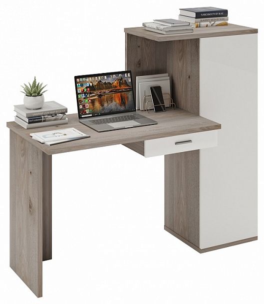 Стол письменный Домино Lite СКЛ-ПРЯМ100+ШК Белый/Нельсон - Вид 2