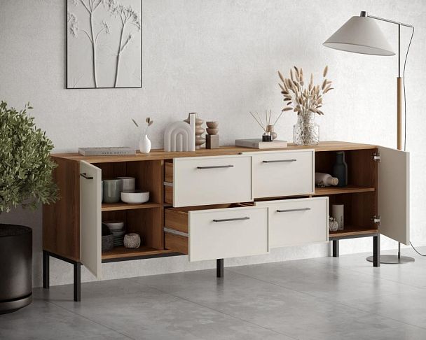 Комод две дверки и четыре ящика Nicole цвет Белый, арт NEM19 - Вид 3