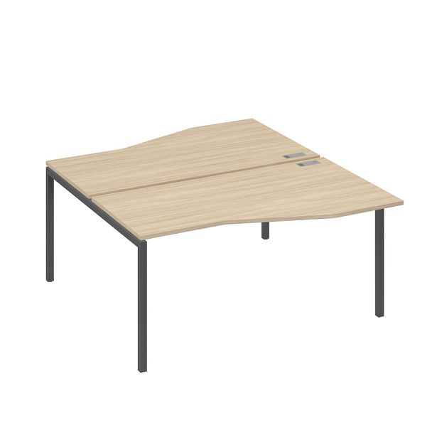 Станция со столами Техно эргономичными (2х160) каркас DUE A4 А4 Б2 191 БП дуб скандинавский / металлокаркас антрацит - Вид 1