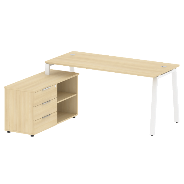 Metal System Р. ст. с тумбой на А-образном м/к БА.РС-СТС-2.4 (L) Акация/Белый металл 1700*1520*750 - Вид 1