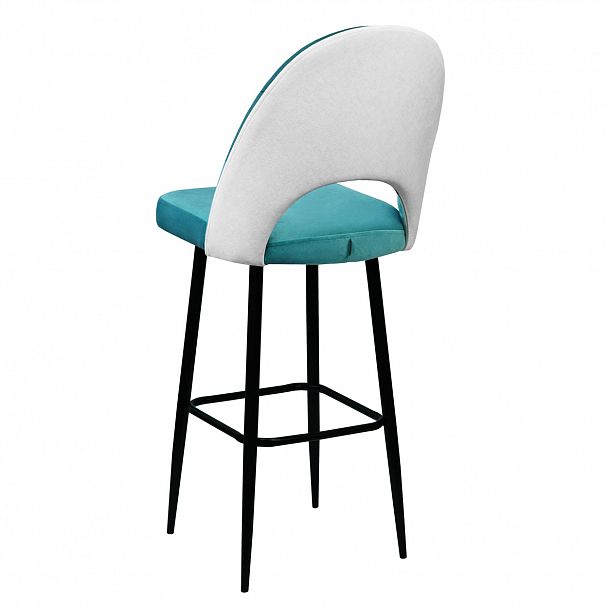 Барный стул Маллин, бирюзовы велюр, металлические ножки - Вид 4