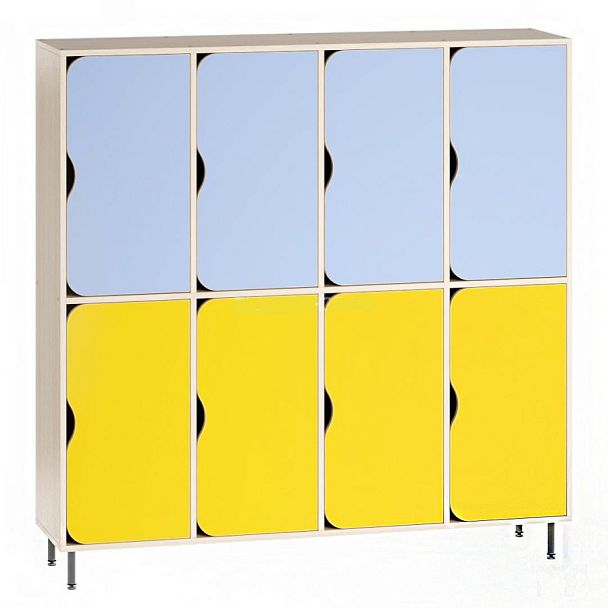 Шкаф детский двухъярусный 8-ми секционный на металлических ножках ШДД-006 - Вид 1