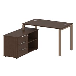 Metal System Р. ст. с тумбой на П-образном м/к БП.РС-СТС-2.2 (L) Венге/Мокко металл 1300*1520*750 - Фото предпросмотра