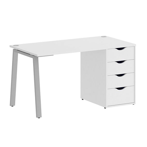Home Office Стол письменный VR.SP-3-138.4.A Белый бриллиант/Серый металл 1380*720*750 - Вид 1