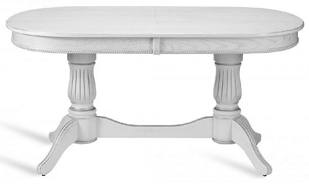 Стол деревянный раздвижной Кайнс 160(200,240)х100х76 Белый с серебряной патиной - Вид 2