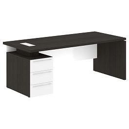 Стол письменный СП-064-25-05(L) Дуб Мореный/Белый глянец 2000х900х750 KANON - Фото предпросмотра