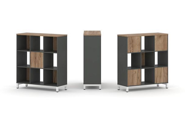 Style Project Набор стеллажа 2-х сторон., 3 яр. SN.NSD-331 Антрацит/Дуб Табак/Металл Белый 1121*400* - Вид 1