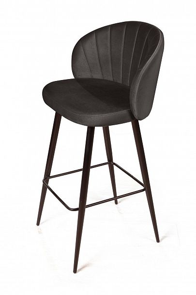 Стул барный Mont Blanc, бархат антрацит 14 / черный конус - Вид 8