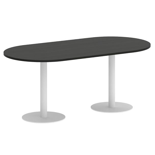 Home Office Стол овальный VR.SP-5-180.1 Суар тёмный/Белый металл 1800*900*750 - Вид 1