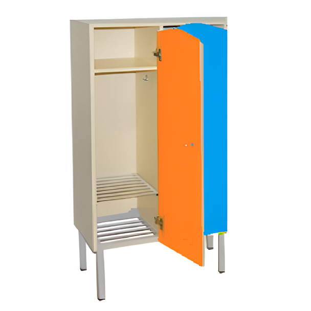 Шкаф детский 2-х секционный на металлокаркасе с полкой решеткой ШМ-004 - Вид 1