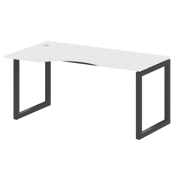 Metal System Quattro Стол криволинейный левый на О-образном м/к 50БО.СА-1 (L) Белый/Антрацит металл 1600*900*750 - Вид 1